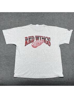 Vintage 90S Starter Detroit Red Wings Hockey T-Shirt XL RARE MENS GREY LOGO